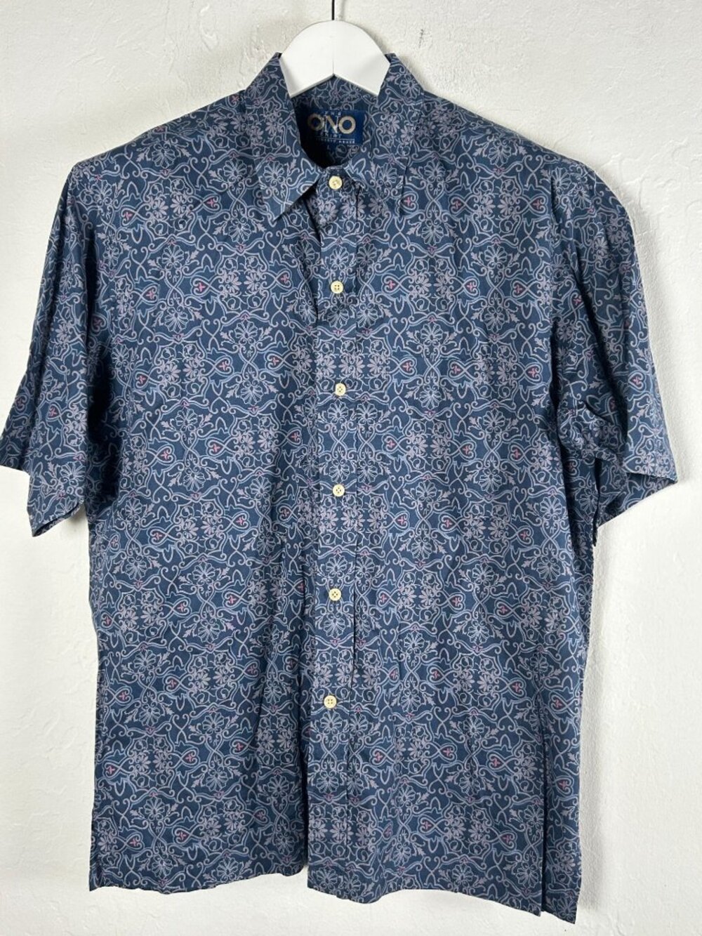 The Ono Shirt by Liberty House Men's Short Sleeve Button-Up Large Blue Floral